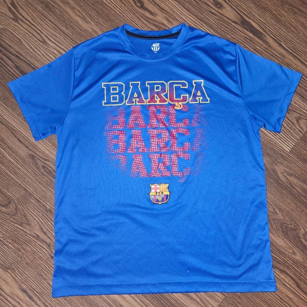 Official FCB Barcelona Barca Bright Blue Tshirt Jersey Material XL Extra Large
